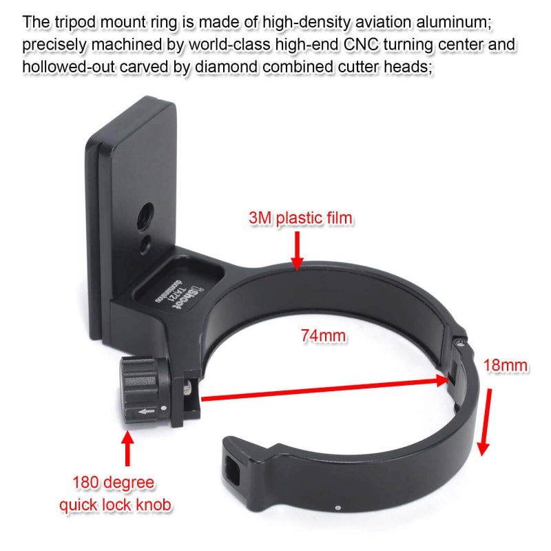 iShoot Tripod Mount Ring, Lens Collar Support Compatible with Tamron 70-210mm f/4 Di VC USD A034, Built-in Arca Fit Quick Release Plate for Arca-Swiss Tripod Head Clamp - Image 3